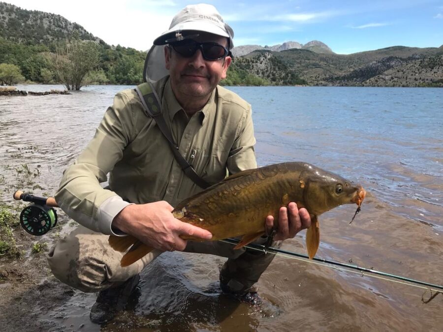 Carpa pescada a mosca en Barrios de Luna